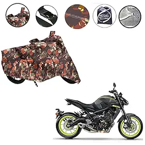 Auto Pearl 100% Water Proof Jungle Print Bike Body Cover with Mirror Pockets Buckle Belt Carry Bag for - Yamaha Mt-09
