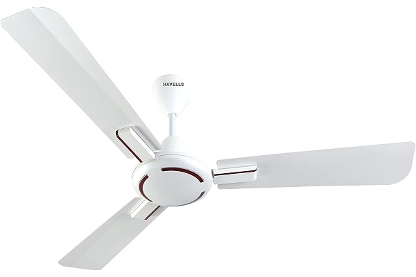 Havells 1200mm Ambrose ES Ceiling Fan Premium Finish, Deco. Fan, Elegant Looks, High Air Delivery, Energy Saving, 100% Pure Copper Motor 2 Year Warranty by Brand (Pack of 1, Pearl White Wood) 1 Star