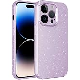 Coverzone Apple iPhone 14 Pro Max ile uyumlu Z-Jelly Kılıf Kamera Korumalı Simli Işılıtılı Renkli Parlak Silikon Kapak-Lila