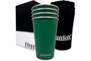 Huniox® 4 X 500 ML Vasos Acero Inoxidable – Vajilla para Camping – Taza Montaña – Vasos Cerveza – Cocina Camping – Vasos Camping – Vasos Grandes – Campismo - Vasos Metal (Madagascar)