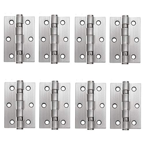 Door Hinge [by XFORT] 3 inch (75mm) Ball Bearing Door Hinges, Fire Door Hinge Grade 7 Fire Rated to BS EN 1935 Standards, Ideal for Internal Doors (4 Pairs Satin Chrome)