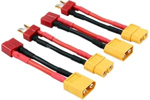 OliRC 4 pièces XT60 XT-60 à T-Plug Deans Style Adaptateur de connecteur mâle Femelle avec Fil 14awg 5cm (C18-4)