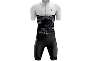 NUNOMO Homme Pro Trifonction Manches Courtes Sports de Plein Air Vêtements de Triathlon, pour Course À Pied, Natation, Cyclisme Body