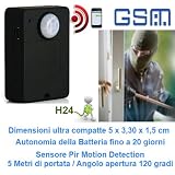  Mini Alarma antirrobo con Combinador telefónico gsm y Sensor de Movimiento PIR Sensor de Movimiento (5 Metros - 120 Grados) + espía Audio Ambiental gsm para Escuchar A Distancia