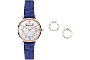 Emporio Armani Orologio da donna, Movimento al quarzo a due lancette e cassa da 32 mm con cinturino in acciaio inossidabile, pelle o silicone