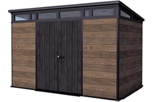 Keter Gartenhaus Signature 11x7, Gerätehaus Kunststoff in Holzoptik, 340x218x226 cm, abschließbar, mit Bodenplatte