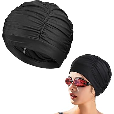 Bonnets De Bain En Tissu COYUN - Pour Cheveux Longs - Confortable, élastique, Anti-eau - Taille Large