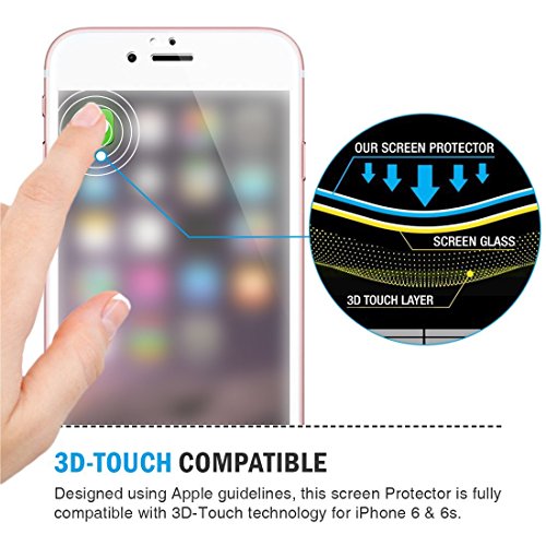 MarvTek Full Cover Vidrio Cristal Templado Completo curvo 3D para iPhone 6 6s 4 7    3D Touch Compatible  Protector de Pantalla Completa 3D para iPhone 6   6s 4 7  Blanco  