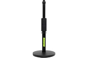 Shure by Gator Desktop Round Base Desktop Mic Stand with Standard Height-Adjustable Twist Clutch and 6″ Base, black (SH-DESKTOP1)