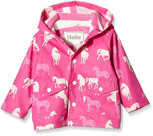 Hatley Baby Girls 0-24m Classic Horses Raincoat, Pink, 6-12 Months