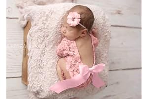 IKASUS Baby Fotoshooting Kostüme,Neugeborenen Fotografie Requisiten,Baby Backless Spitze Strampler Kleidung Foto Babybekleidung Outfits Bekleidung Set für Baby Foto Fotografie Prop Zubehör,Stil A: Weiß