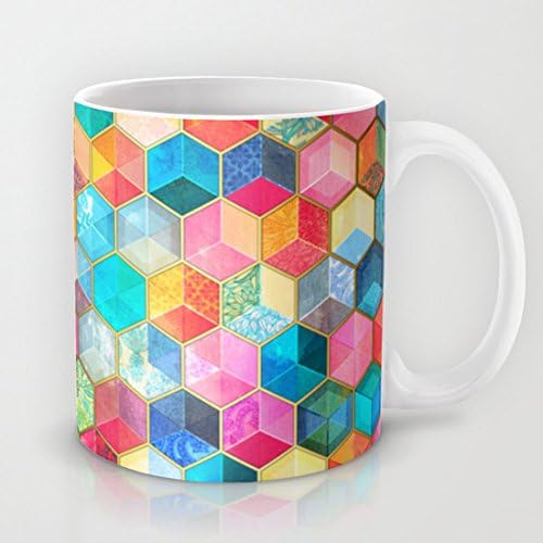 Crystal Bohemian Honeycomb Cubes - Colorful Hexagon Pattern Coffee Mug Best Gift Classic Ceramic Material Coffee or Tea Cup