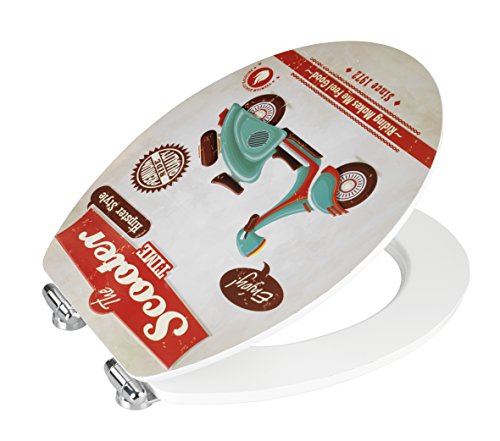 Wenko 21598100 WC-Sitz Vintage Scooter – Metal Plate Oberfläche, Absenkautomatik, Metall, mehrfarbig - 3