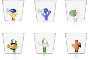 Ichendorf Marine Garden Lot de 6 verres à eau décorés, poisson avec algue
