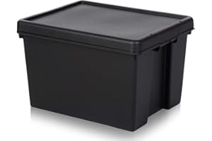 Wham 4 x Bam Heavy Duty Recycling Box – 45 litri con coperchio – 49 x 39,5 x 32 cm – Nero