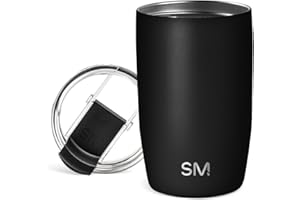 Simple Modern Vaso Termico Cafe para Llevar con Tapa Abatible | Taza Termica de Café Helado de Acero Inoxidable Aislada | Regalos para Mujeres & Hombres | Voyager | 350ml | Midnight Black
