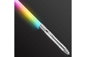 Donken Lightsaber RGB 11 Colors Premium Metal Hilt Light Saber, USB Rechargeable Light Sword with Sounds Effect, Gifts for Kids Adults Cosplay (Pixel - Sliver)