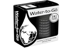 WATER TO GO Replacement 3 Stage Water Bottle Filter which removes 99.99% of Bacteria & Contaminents and Improves Taste - Hiking, Camping & Travelling (Black - 75cl) (Single Pack)
