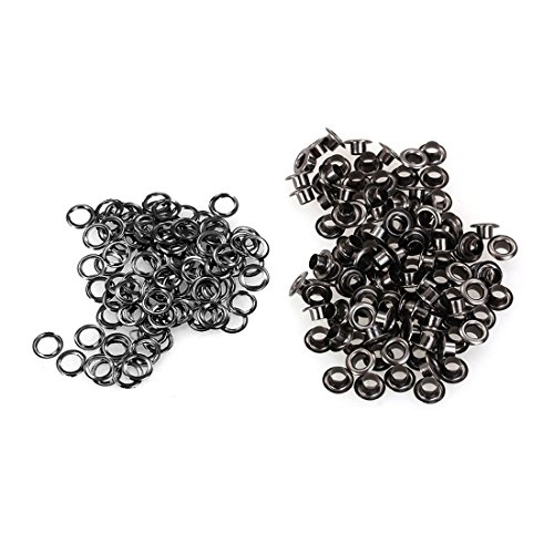 100pcs Weinlese Messingmetallöse Durchführungstülle für Leder Craft 4mm Silber Ton Schwarz