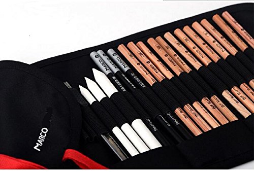 SOLEDI 18pcs Skizze Bleistifte Radiergummi Holzkohle Bleistift Papier Pen Set Papierfederzeichnung mit Tasche Zeichenset Art Set - 5