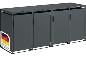 STEELSØN Thoria Mülltonnenbox 4er bis 240L – Mülltonnenverkleidung aus Stahl in Anthrazit – hochwertige Müllcontainer für 4 Tonnen – Müllbox wetterfest – UV-beständige Gerätebox/Mülltonnen Box