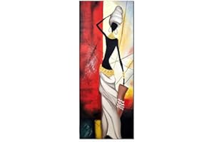 I Colori del Caribe Quadri Moderni Verticali Olio su Tela Dipinti A Mano Etnici Donna Rosso Bianco Nero Alta QUALITA’ Made in Italy Jessica