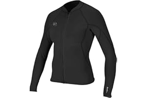 ONEILL O'Neill Womens Reactor II 1.5mm Front Zip Neoprene Wetsuit Coat Jacket Black - Easy Stretch Breathable