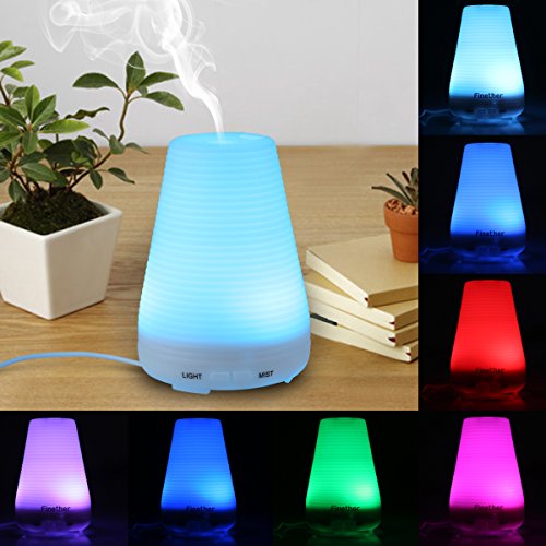 Mini Ultraschall Luftbefeuchter Duftzerstäuber Duft/Aroma Diffuser mit 7 LED Farbwechsel Ätherische Öle Aromatherapy Diffusor Vernebler Raumbefeuchter Raumluftbefeuchter Luftbefeuchtungsgeräte 100ML - 2
