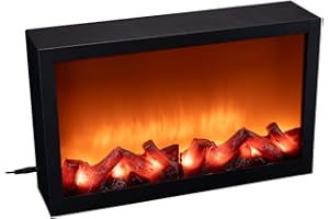 IDEEN MIT HERZ Kominek LED, dekoracyjny ogień elektryczny, bez ogrzewania, realistyczny efekt ognia / płomienia, 41 x 10 x 25 cm, z funkcją timera (6 godzin włączony, 18 godzin wyłączony)