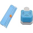 Just Flowers Combo of Paper Cutter and 3 Way Corner Rounder | A5 Paper Trimmer with Slide Ruler and Angle Eater for DIY Project, Photo Cutter, Card Making and Scrapbooking (Plastic, Multicolor)
