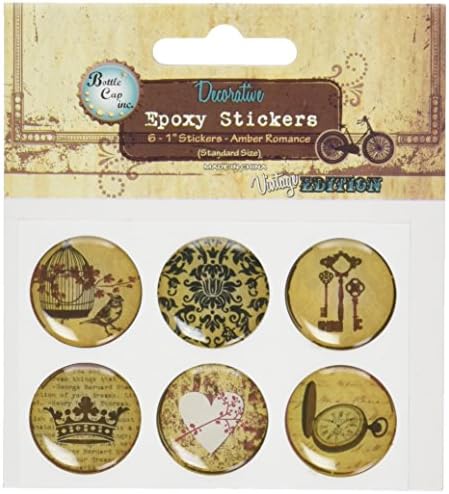 Bottle Cap Inc Vintage Epoxy Stickers 1" 6/Pkg-Amber Romance