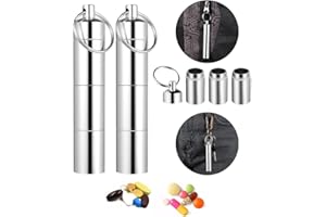 SBOMI Portapillole Portachiavi, 3 Scomparti Portapillole Medicine Porta Pillole Mini Impermeabile in Allumini (2 Pack)