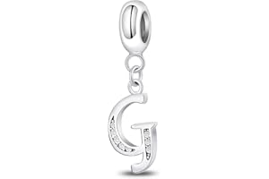 Jokmeo Ciondolo charm con lettere dall'A alla Z per donne in argento 925 puro, compatibile con bracciali e collari della marca Pandora e di stile europeo, adatto a donne e ragazze.ZM1