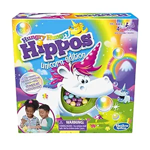Hasbro Gaming Hungry Hungry Hippos Unicorn Edition Board Game; Pre-School Game for Kids Ages 4 and Up; for 2 to 4 Players