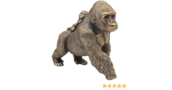 Maison Silver Art Gorille Avec Bebe Ornement Singe Figurine Art Sculpture Cadeau Maison Et Jardin Scultures Figurines