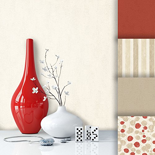 Tapete Edel Vliestapete Uni Beige Hell , schönes Floral Design und purer Luxus Effekt , moderne 3D Optik für Wohnzimmer, Schlafzimmer, Flur oder Küche inkl. Newroom Tapezier Profibroschüre mit super Tipps!