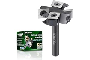 BALUGAEA Planfräser 8mm Schaft CNC Holzfräser 38,1 mm Schnittdurchmesser Planfräser für Oberfräse mit 4 austauschbaren HM-Wendeplatten 12 x 12 mm, Fräser zum Planfräsen, Nutfräsen und Kantenfräsen