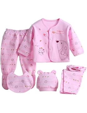 Brightup 5 Neugeborenes Baby Baumwollt Shirt + Hosen + Hut Jungen Mädchen Satz