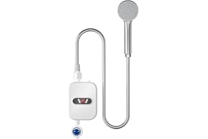 EBKCQ Chauffe eau Instantané Electrique 3000w avec Pommeau de Douche et Tubes, Prise UE Robinet Chauffant Instantané, Salle de Bain, Cuisine, Lave-vaisselle