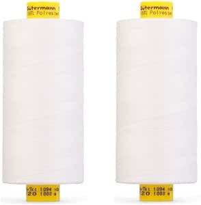 Fil à Coudre Gütermann Mara 120 - Polyester 1000m - Résistant UV Et Déchirures - Blanc - Qualité Pro