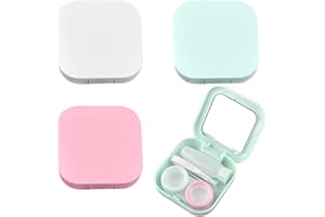 XNBTFK 3 Pack Contact Lens Cases with Mirror, Portable Contact Lens Soaking Case, Pink White Blue, Hygienic Travel Lens Storage for Daily Carry and Exercise