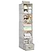 mDesign Hanging Wardrobe Organiser - No Drilling Needed - Hanging Organiser for Playroom Storage - for Clothes, Blankets & Baby Products - Practical Floating Shelves - Taupe / Natural