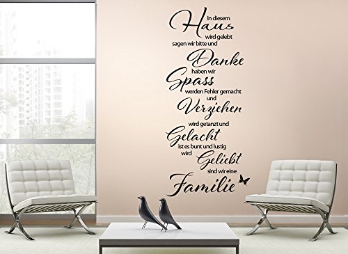 Wandaro W3397 Wandtattoo Wandsticker Wandaufkleber Spruch In diesem Haus wird.. Wir sind Familie mittelgrau (BxH) 58 x 130 cm - 2