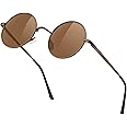 KANASTAL Hippie Round Polarized Sunglasses for Women Men, Small Circle Sun Glasses Classic Vintage Retro Shades Metal Frame UV400 Protection