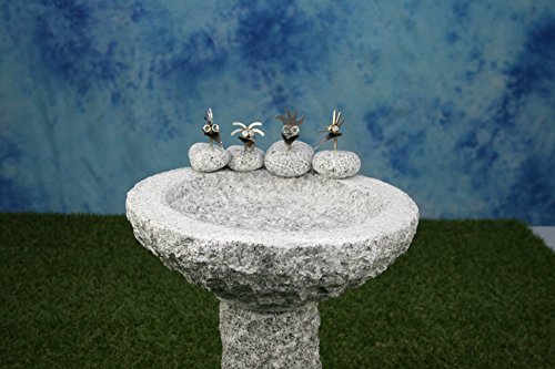 Vogelbad aus Granit mit Fuß (4 Steinvögel am Rand sitzend) - 2