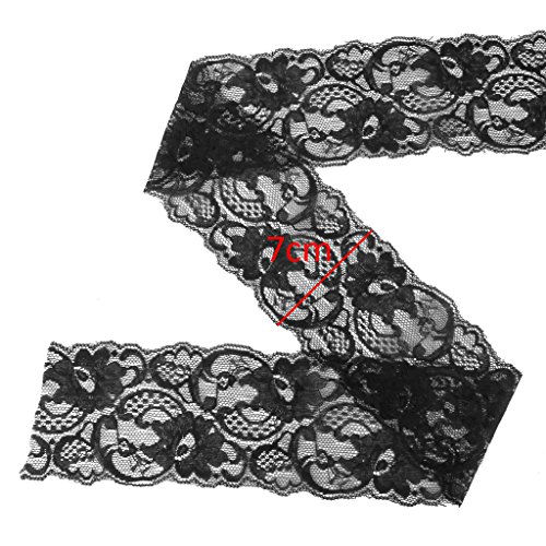 5Yards Elastische Blume Spitze DIY Chinlon Formteile Tuch Nähen Handwerk (Schwarz) - 7