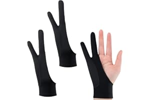 DDKY 2 Pezzi 21.5x9CM tre piani Guanti a Due Dita per Artisti, Anti-skid e anti-mistouch Guanti da Disegno per Mano Destra o Sinistra, Guanto Tavoletta Grafica Elasticità, Taglia L