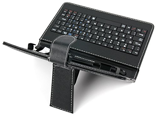 Schwarze Schutzhülle Etui Tasche Case mit Clips, handgefertigt aus Premium Lederimitat mit integrierter Tastatur / Keyboard für SAMSUNG Series 7 Slate PC | Galaxy Tab GT-P5200 Tablets – ENGLISCHE QWERTY Belegung - 3