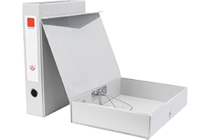Hotyin Box File, A4 Box Files with Document Clip, 68mm Spine, File Storage Organizer with Magnetic Closure for Office Home School, Pack of 2/ Gray