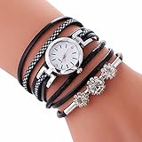 Gaddrt Damen-Armband-Diamant-Kreis-Uhr-Studenten-Mode-Tabelle Uhren (Black)